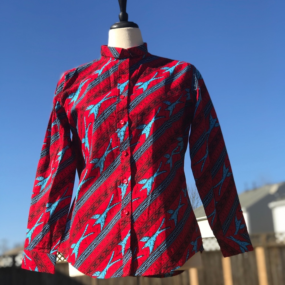 African Print Women’s Long Sleeve Dress Shirt